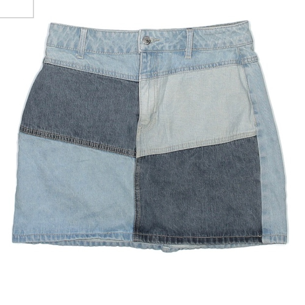 Patched Denim Skirt